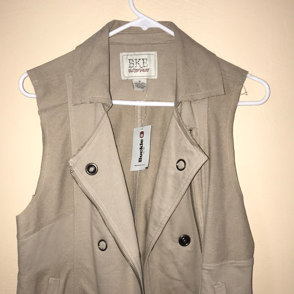 Tan Zipper or Button Vest